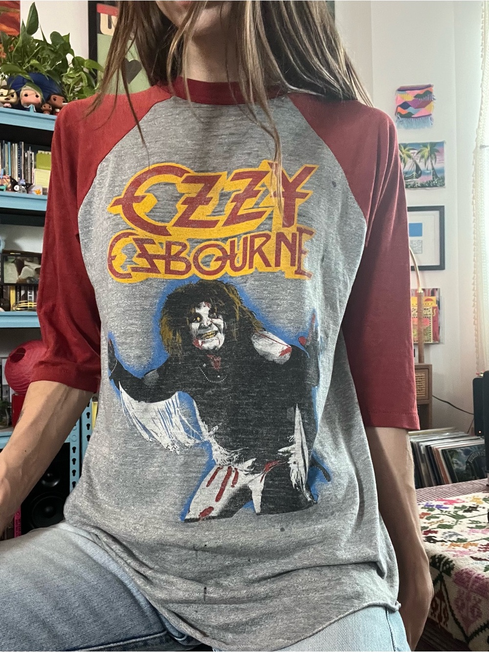 80s Ozzy Osbourne Raglan Baseball Tee - Authentic Vintage Merch